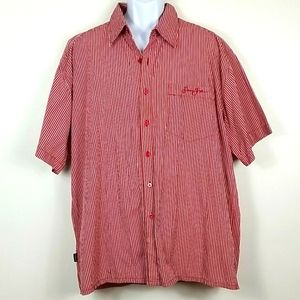 Sean John XL Red/White Short Sleeved Button Down